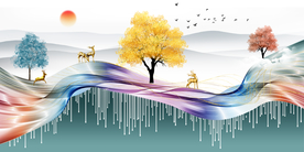 麋鹿发财树山水玄关