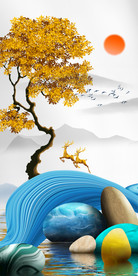 玄关画 时来运转