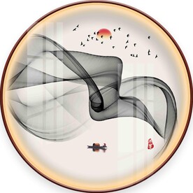 新中式水墨意境山水装饰画图片