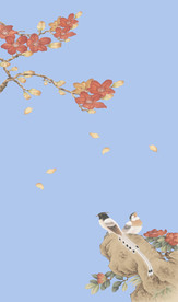 手绘超高清海棠花玄关