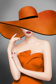 现代时尚橙色女郎装饰画