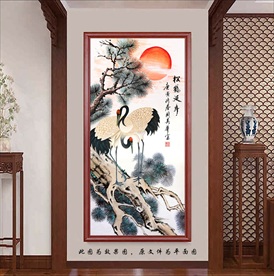 松鹤延年玄关画