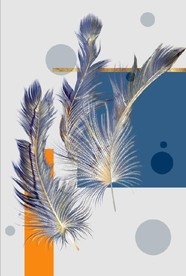 现代晶瓷蓝色羽毛玄关装饰画