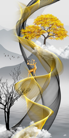 新中式山水玄关晶瓷画