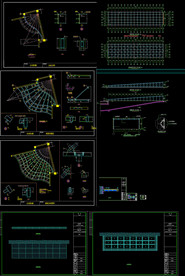 办公楼弧形钢结构玻璃雨篷施工图
