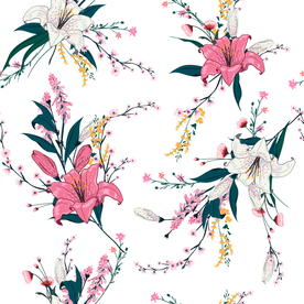 手绘花朵 数码印花