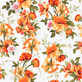 手绘花 真丝印花