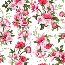 手绘花 真丝印花