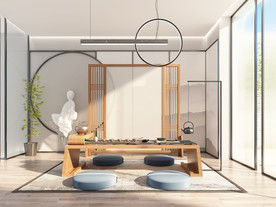 新中式 客厅 北欧 实木屏风图