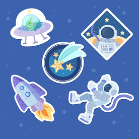 卡通航天宇航员宇宙手绘插画