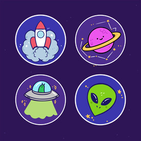 卡通航天宇航员宇宙手绘插画