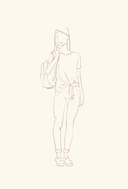 简笔手绘速写模特人物