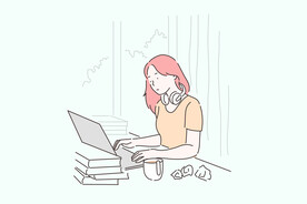 简约人物生活形象插画图片