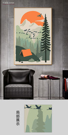 欧式风景旭日东升装饰画