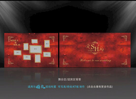 红金婚礼照片墙