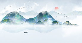 水墨山水画 新中式  源分层