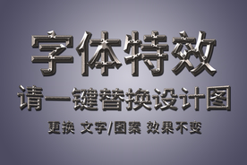 闪亮白金不锈钢字体PS特效