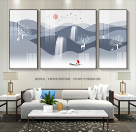 客厅装饰画群山图沙发背景画挂画