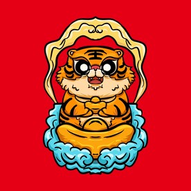 手绘国潮虎年插画