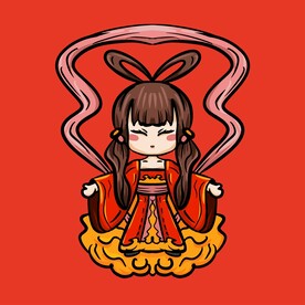 手绘卡通嫦娥插画设计