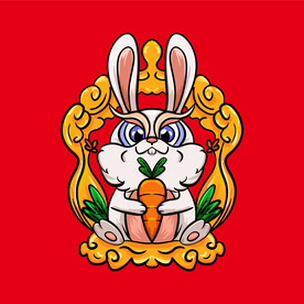 手绘国潮中秋兔子插画