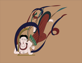 敦煌壁画329窟初唐弹箜篌飞天