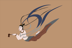 敦煌莫高窟423窟隋乐伎飞天