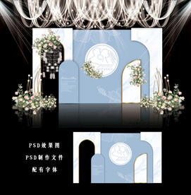 蓝色婚礼背景图片