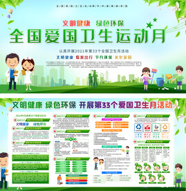 大气2021爱国卫生月宣传展板