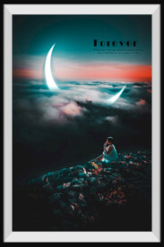 创意复古艺术月亮女孩装饰画