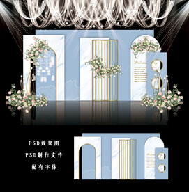 蓝色婚礼背景图片