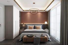 现代轻奢卧室集成墙面模型效果图