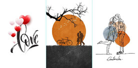 简约北欧风气球情侣装饰无框画