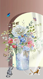 现代立体空间玫瑰花瓶玄关装饰画