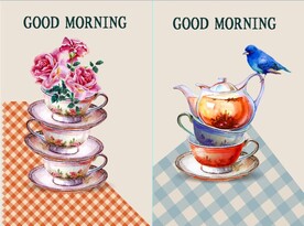 欧式餐具鲜花花鸟餐饮背景墙