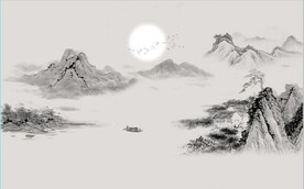 新中式水墨山水风景国画背景墙