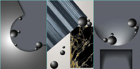 现代抽象黑白立体圆球装饰无框画