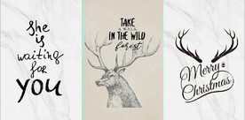 现代北欧风英文麋鹿装饰无框画