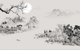 新中式水墨山水风景国画背景墙