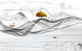 新中式大理石电视背景墙