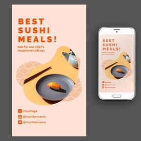 日式线描寿司海报