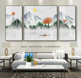 山水装饰画客厅挂画沙发背景画