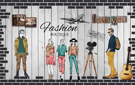 复古男女服饰潮流背景墙