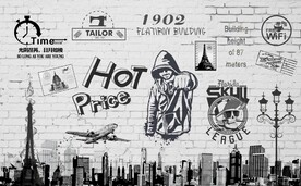 复古潮流潮牌银饰背景墙