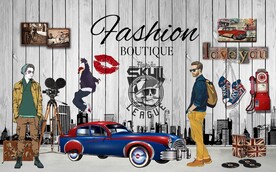 复古男装潮牌时尚背景墙