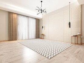 北欧风卧室背景墙3D效果图空景