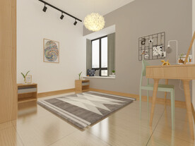 北欧风卧室背景墙3D效果图空景