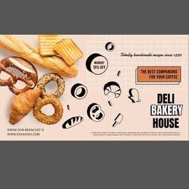 西餐牛角包垫餐单海报