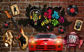 复古工装音乐酒吧背景墙