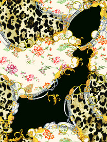 大牌  数码印花  方巾 链条